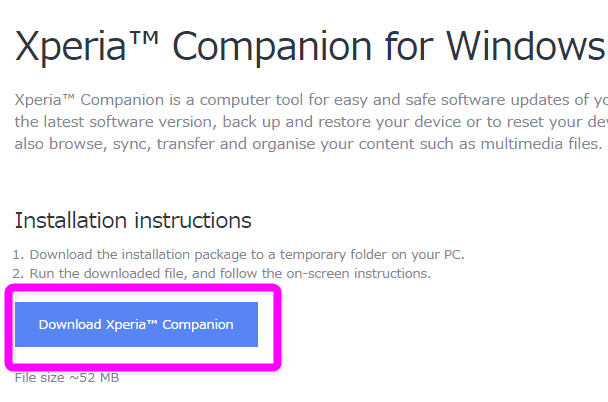 Download Xperia Companion