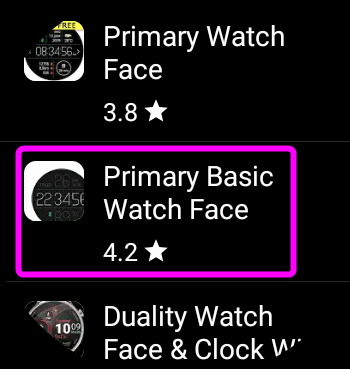 Primary Basic Watch Faceをタップ